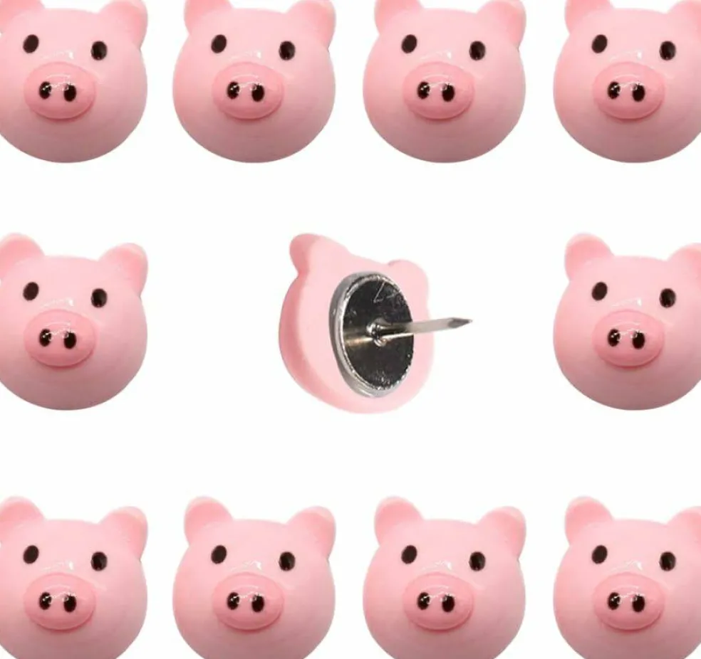 30 pcs pink pig decorative push pins cute resin thumbtacks for cork boards, maps, and office use
