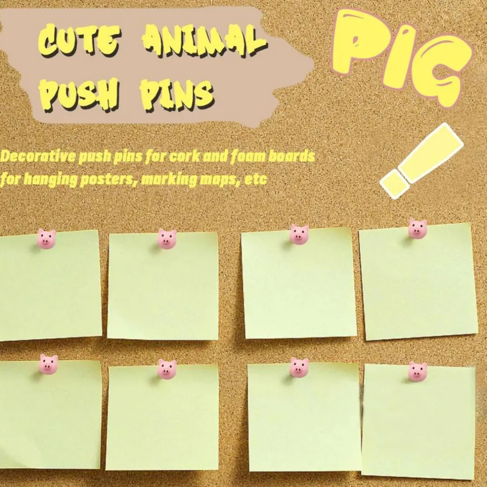 30 pcs pink pig decorative push pins cute resin thumbtacks for cork boards, maps, and office use