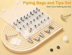 42 pcs Piping Bags and Tips Set, Cake Decorating Supplies Kits for Baking with 36 Numbered Frosting Icing Tips, 2 Reusable Pastry Bags, Easy Carry Storage Box and Other Baking Tools