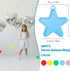 80 Pcs Plastic Balloon Weights Colorful Weights for Balloons for Birthday Party Christmas Wedding Celebration Decoration(Star Shaped)