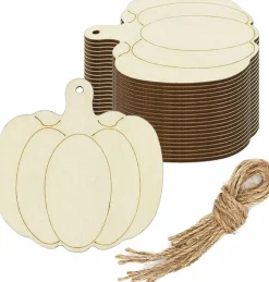 20pcs Pumpkin Wood DIY Crafts Cutouts 3.78 x 3.94 x 0.1 inches