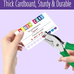200 PCS Punch Cards, Incentive Card with Handheld Puncher Kit Heart Shaped Incentive Loyalty Reward Cards Boost Creativity & Skills Development for Business, Classroom, Students Behavior, 3.5” x 2”