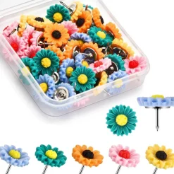 40 pcs push pins thumb tacks for bulletin cork boards decorative flower pins for office