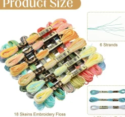 18 Pcs Rainbow Friendship Bracelet String, Embroidery Floss Thread with Color Labels, Cross Stitch Yarn for DIY Bracelet Making, Sewing, Weaving, Tassels & Craft Projects