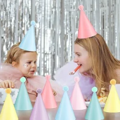 24 PCS Rainbow Party Hats Pastel Rainbow Themed Paper Hats Pastel Party Birthday Party Cone Hats Macaron Themed Party Hats for Kids and Adults Birthday, Baby Shower, Bridal Shower Party Decorations