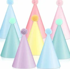 24 PCS Rainbow Party Hats Pastel Rainbow Themed Paper Hats Pastel Party Birthday Party Cone Hats Macaron Themed Party Hats for Kids and Adults Birthday, Baby Shower, Bridal Shower Party Decorations