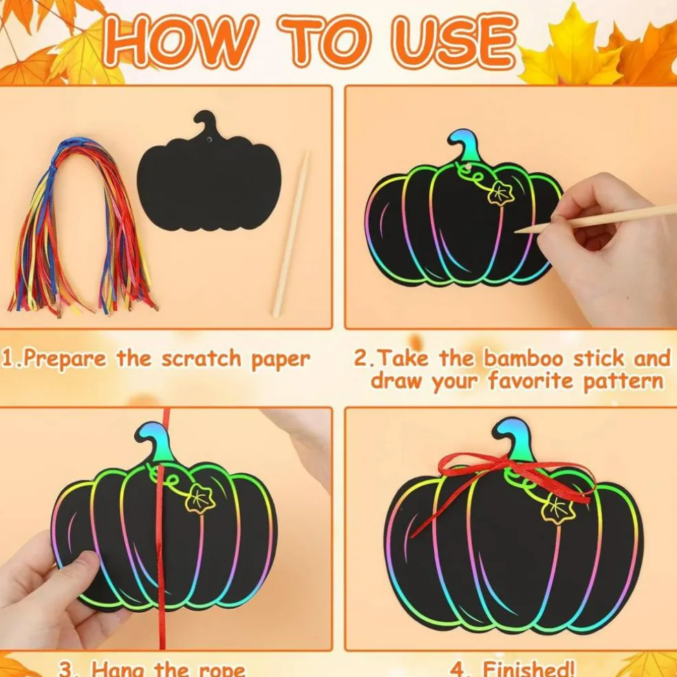 36Pcs - Rainbow Scratch Thanksgiving Paper Arts and Crafts for Kids