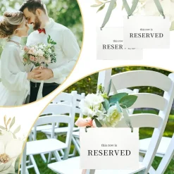 12 Pcs Reserved Seating Signs – Sage Green This Row Is Reserved Hanging Chair Signs with Silk Ribbon – Wedding Ceremony, Church Aisle & Event Seating Decor
