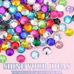6600Pcs Resin Rhinestones with Tweezers, Multicolor 5mm Flatback Gems with 1 Pc B7000 Jewelry Glue, Bedazzling Crystal for Nail Art