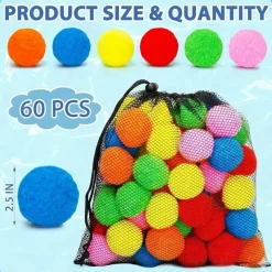 60Pcs Reusable Water Balloons - Absorbent Cotton Water Balls for Kids & Toddlers - Summer Outdoor Water Splash Balls for Pool, Beach & Yard - Wet Fun Party Game Toys Activities for Boys & Girls