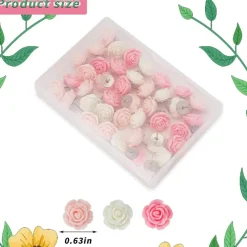 40 pcs rose push pins decorative thumbtacks for cork boards and bulletin boards