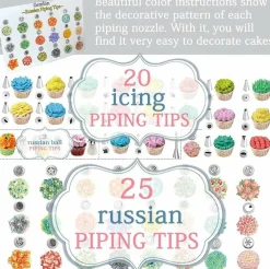 88Pcs Russian Piping Tips Cake Decorating Kit - Complete Flower Icing & Frosting Nozzles Set | Stainless Steel Pastry Baking Tools with Disposable Bags, Tri-Couplers, Sphere Ball Tips for Cupcakes