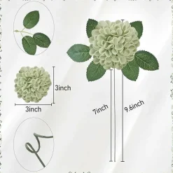 25PCS Sage Green Artificial Rose and Dahlia Flowers, Realistic Foam Flowers with Stems for DIY Wedding Bouquets, Centerpieces, Bridal Shower, Floral Arrangements, Party and Home Decorations