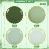24 Pcs Sage Green Scalloped Party Plates St Patricks Day Gold Foil Paper Plates Disposable 9inch Gradient Serving Plates for Birthday Wedding Bridal Baby Shower Party Supplies