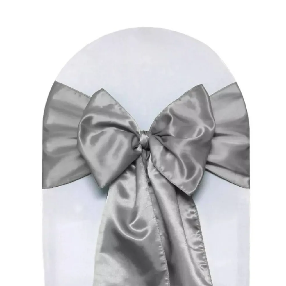 10 PCS Satin Chair Sashes Ribbon Bow
