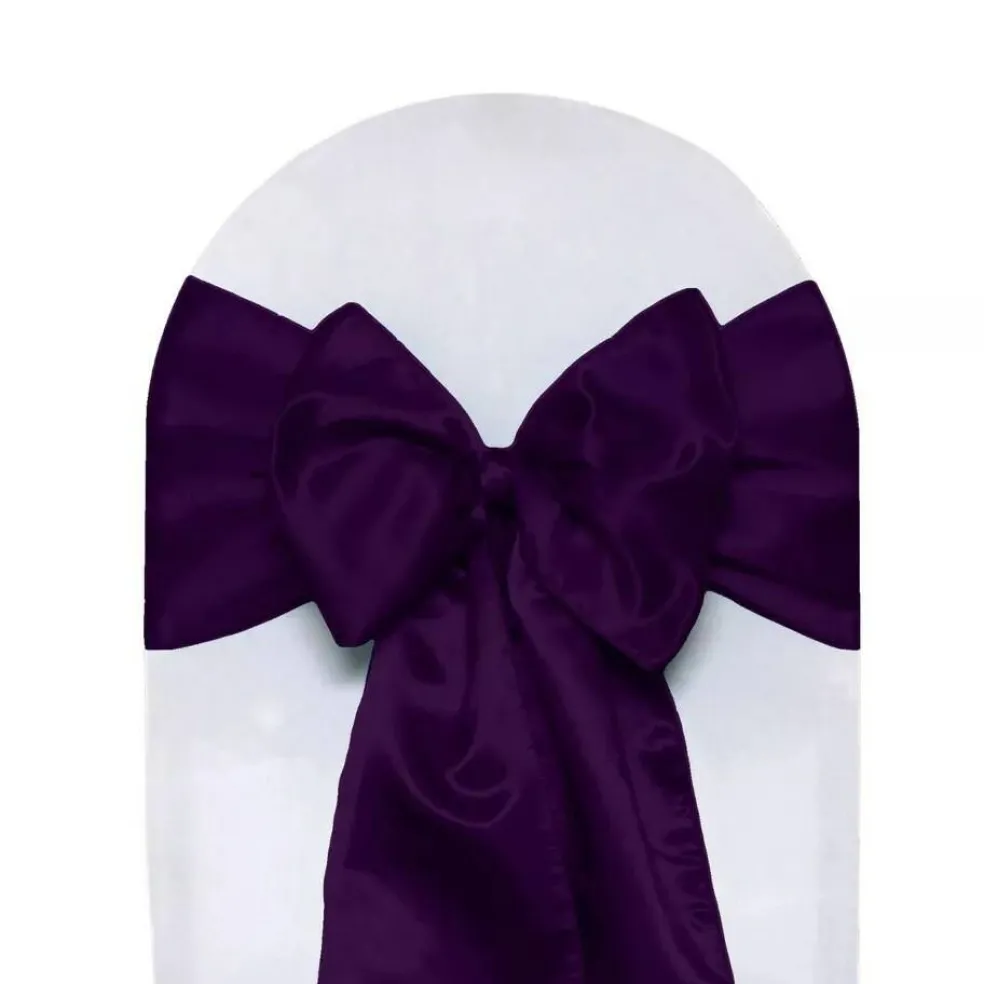 10 PCS Satin Chair Sashes Ribbon Bow