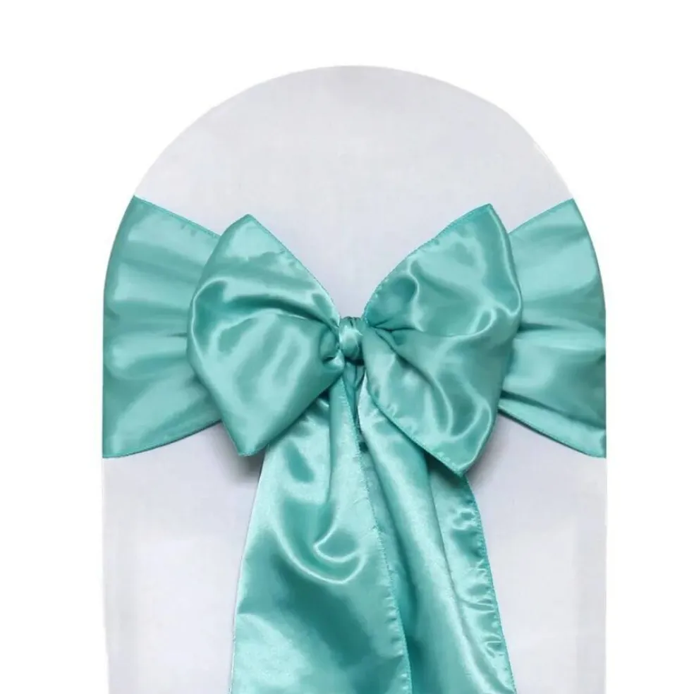10 PCS Satin Chair Sashes Ribbon Bow