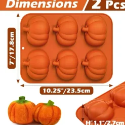 2pcs Silicone Pumpkin Cake Molds - 6-Cavity