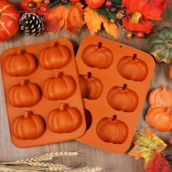 2pcs Silicone Pumpkin Cake Molds - 6-Cavity