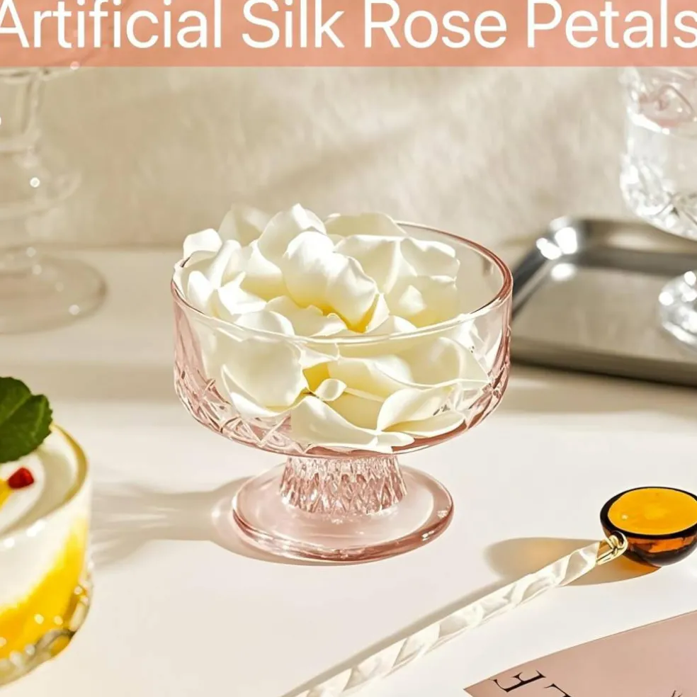 300Pcs Silk Ivory Rose Petals,Artificial Flowers Petals Romantic Night Decoration for Wedding