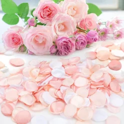 300PCS Silk Rose Petals Nude Pink Wedding Supplies Flower Girl Basket Table Aisle Runner Party Dinner Bridal Shower Decoration