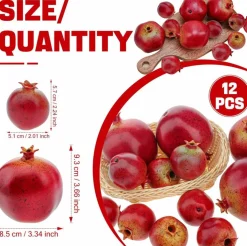 12PCS - Simulation Lifelike Fake Pomegranates Decoration Realistic