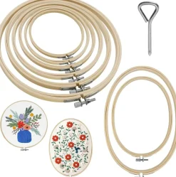 8 Pcs 8 Sizes Round+Oval Embroidery Hoops Set,8cm to 26cm with 1 pcs Screwdriver