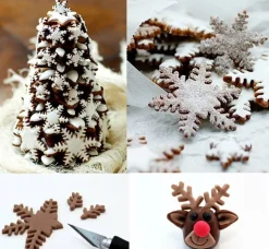 6PCS Snowflake Cookie Cutter Set Christmas Fondant Cutters Snowflake Plunger Cake Decorating Mold Embossing Tool for Cookies Cakes Fondant Biscuits and Holiday Baking