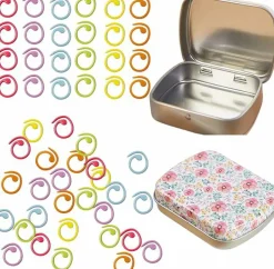 50Pcs Split Ring Stitch Markers with Box,Spiral Metal Stitch Markers for Crocheting Knitting Sewing DIY Handmade Crafts