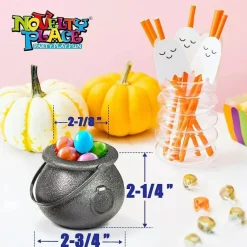 12 Pcs Spooky Halloween Candy Cauldrons Mini Black Cauldron Children Bucket Toy