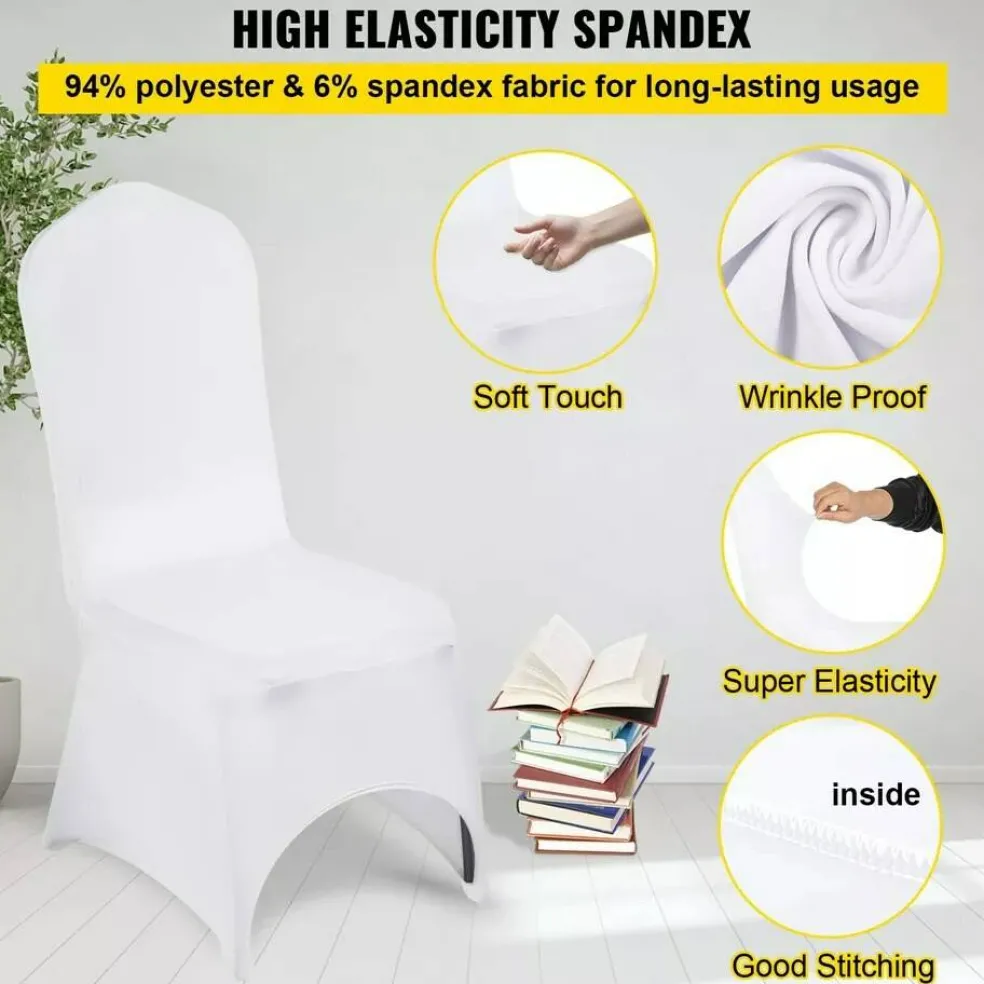 50PCS Stretch Spandex White Folding Chair Covers Room Celebrations Wedding