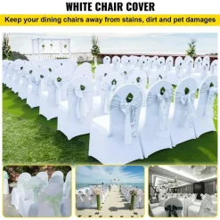 50PCS Stretch Spandex White Folding Chair Covers Room Celebrations Wedding
