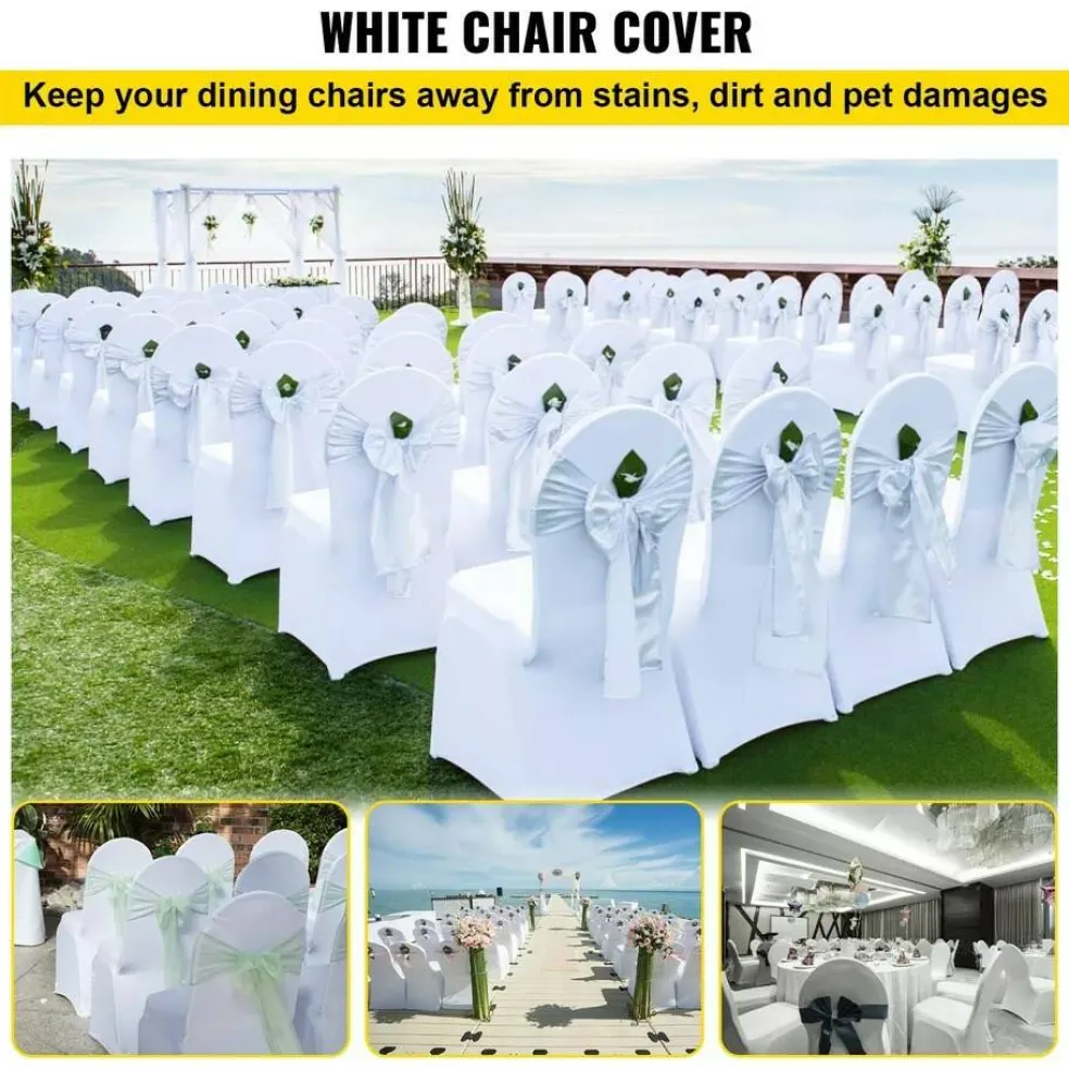 50PCS Stretch Spandex White Folding Chair Covers Room Celebrations Wedding