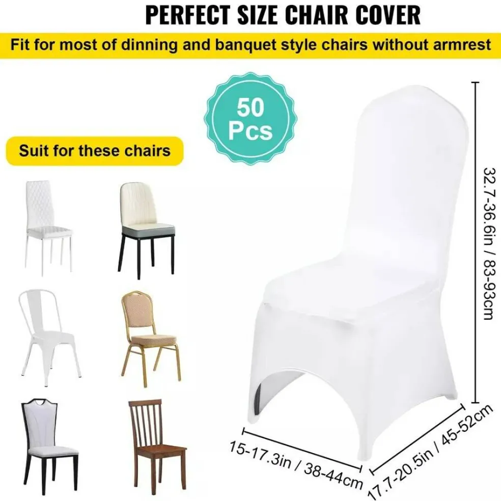 50PCS Stretch Spandex White Folding Chair Covers Room Celebrations Wedding