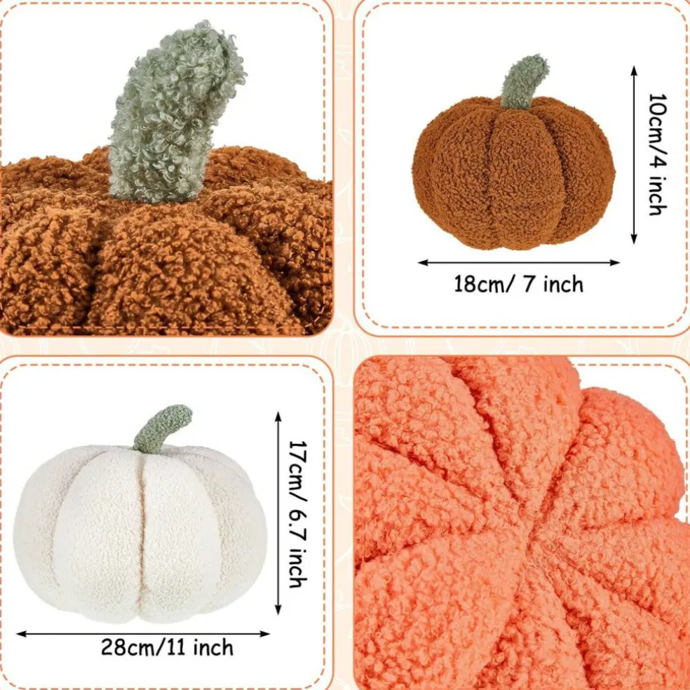 3 Pcs Stuffed Pumpkin Pillows Fall Decor Cushions,Autumn Warm