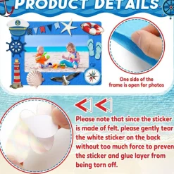 232 Pcs Summer DIY Ocean Picture Frame Craft Kit, Felt Photo Frames with Foam Stickers, Under The Sea Arts & Crafts Activity Set for Kids, Birthday Party & Classroom Projects