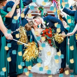 900PCS Teal Aqua Mint Gold Silk Rose Flower Petals Party Confetti Table Centerpieces Scatters Baby Bridal Shower Wedding Favor Vase Filler Aisle Decoration