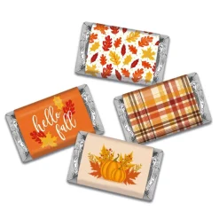 34 Pcs Thanksgiving Fall Candy Party Favors Hershey's Miniatures Chocolate - Hello Fall Leaves