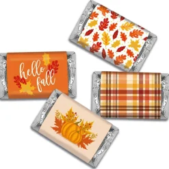 34 Pcs Thanksgiving Fall Candy Party Favors Hershey's Miniatures Chocolate - Hello Fall Leaves