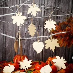 60 Pcs Unfinished Wooden Maple Leaf Cutouts – 3.2 Inch Natural Wood Fall Leaves Craft Shapes for DIY Painting, Thanksgiving Decorations, Autumn Party Crafts, Home & Classroom Holiday Ornaments