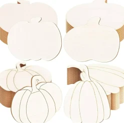 32PCS Unfinished Wooden Pumpkin Cutouts – Paintable Fall Craft Shapes – Thanksgiving DIY Wooden Ornaments for Friendsgiving, Home, Classroom & Autumn Seasonal Decorations