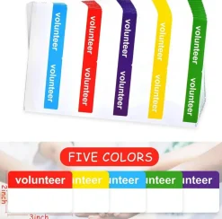 200 Pcs Volunteer Name Tag Stickers 2 x 3 Inch Self Adhesive My Name Is Volunteer Name Labels Writable Name Badge Stickers for School Charity Events Community Organizations