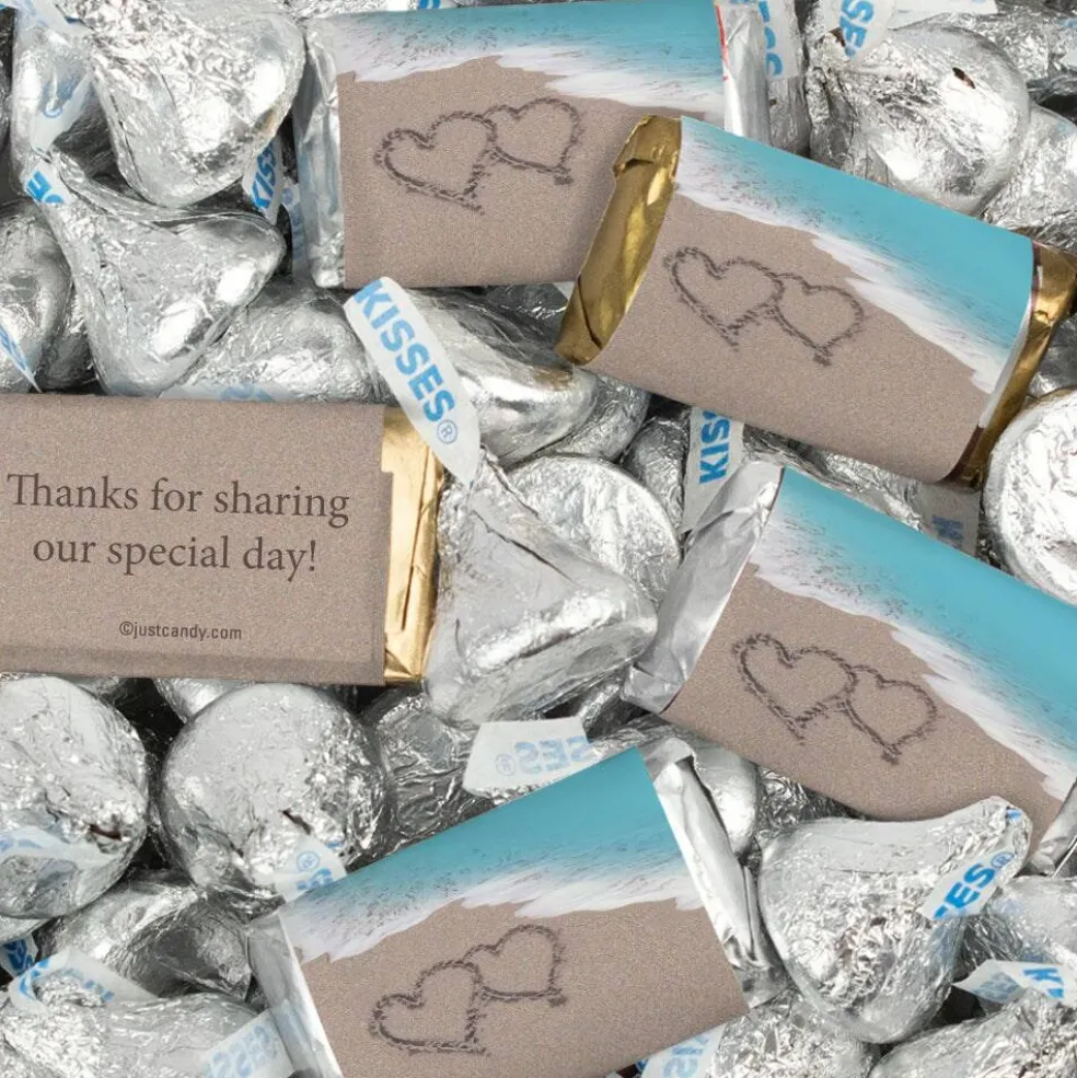 116 Pcs Wedding Candy Favors Hershey's Miniatures and Kisses - Beach