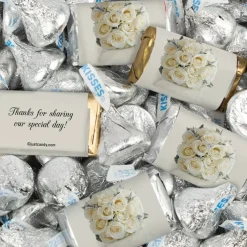 128 Pcs Wedding Candy Favors Hershey's Miniatures and Kisses - Floral