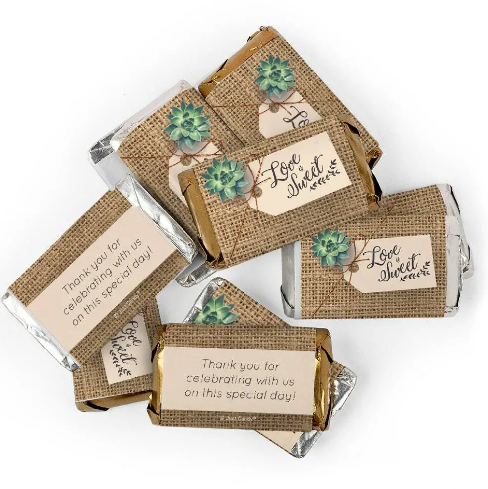 68 Pcs Wedding Candy Hershey's Chocolate Party Favors by Just Candy (20oz) - Rustic Succulent