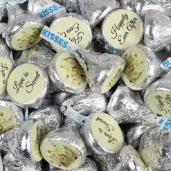 85 Pcs Wedding Candy Hershey's Kisses Milk Chocolate (13.6oz, Approx. 85 Pcs) - Floral - By Just Candy