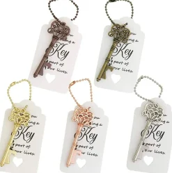 100 PCS Wedding Favors Key Bottle Openers,Bridal Shower Party Favors,Vintage Skeleton Key, Rustic Wedding Favors Decoration (5 colors mix and match)