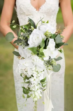 8 PCS White Artificial Delphinium Flowers with Clematis Greenery 29.5 Inch Long Stem Silk Larkspur Flowers for Wedding Centerpieces Tall Vase Home Decor