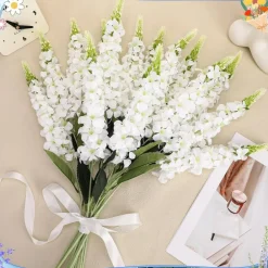 15 PCS White Artificial Delphinium Flowers 27.5 Inch Faux Silk Larkspur Long Stem Flowers for Tall Vase Wedding Centerpieces Home Floral Decor