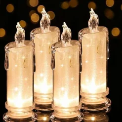 4PCS White LED Candles (D:2.5" x H:7") ,Flameless Pillar Candles,Battery Operated Candles/Fake Candle, Velas Artificiales Para Decoracion for Valentine's Day Wedding Diwali Fall Christmas Decorations